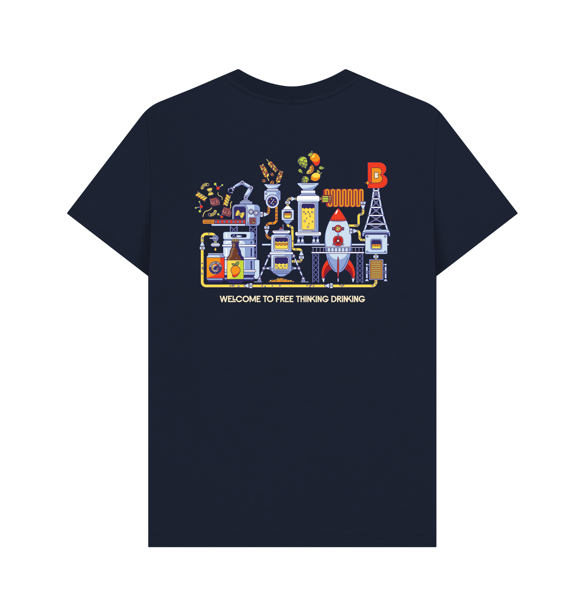 Navy Blue Printed T-shirt Back